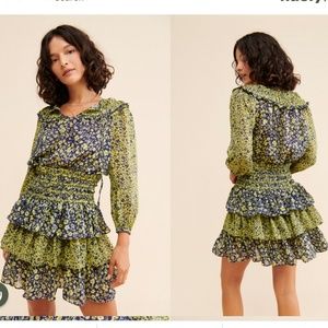 Current Air Los Angeles Floral Tiered Smocked Mini Dress